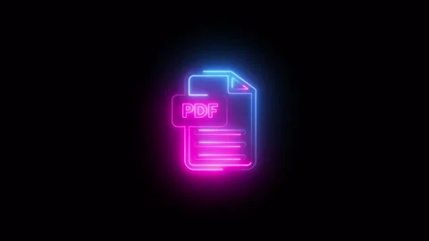 Neon PDF file icon glowing animation isolated on black background Stock Footage 327606897