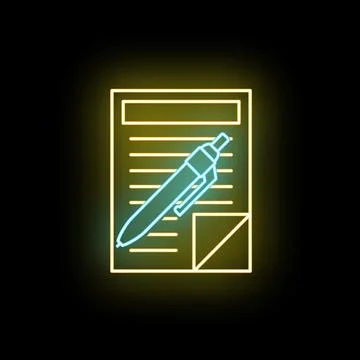 Neon pen on document with abstract lines Illustrazione stock