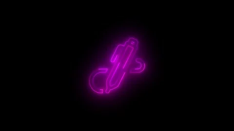 Neon pen workspace icon glowing black background animation Vidéo 289564338
