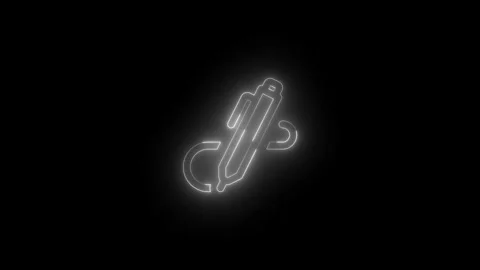 Neon pen workspace icon glowing black background animation 库存影片 289564375