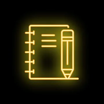 Neon pencil writing on notepad taking notes イラスト素材