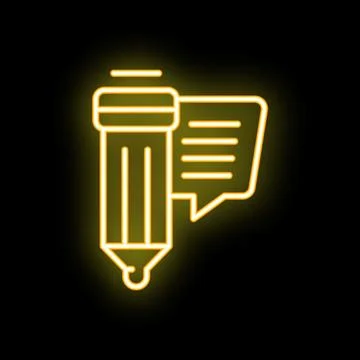 Neon pencil writing a text message in a speech bubble イラスト素材