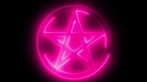 Neon Pentacle symbol in a circle Video stock 312815742