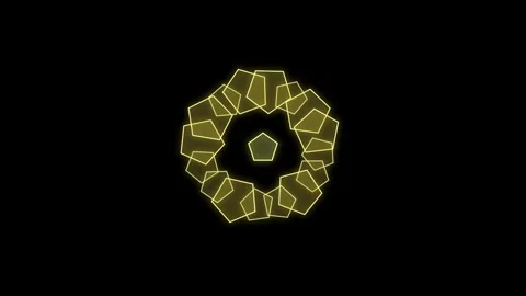 Neon pentagon double helix ring hexagon rotation green color growing in black Stock-Footage 322126963