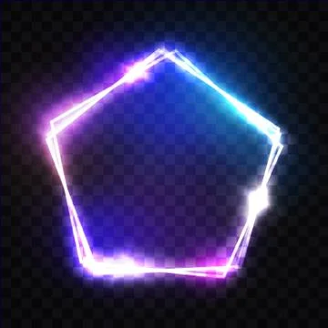 Neon Pentagon Frame On Transparent Background Stock Illustration