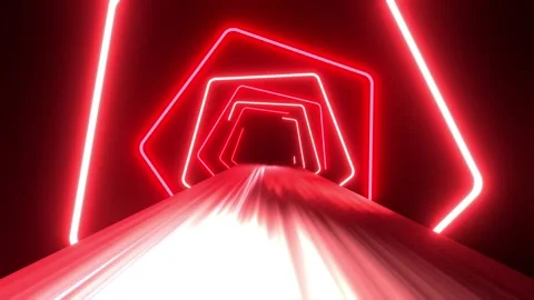 Neon Pentagon Tunnel VJ Loop Abstract Motion Background Stock Footage 346768865