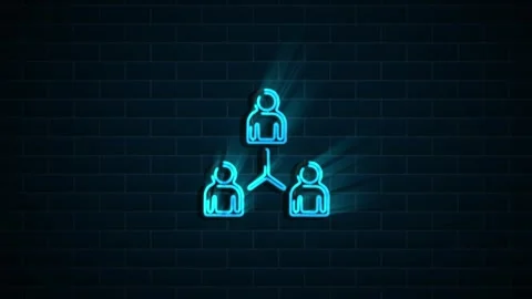 Neon People Network on Dark Brick Wall Social Connection Animation Stock Footage 332814640