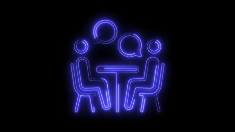 Neon people talking at table illustration communication neon sign animated .. Stock Footage 309908839