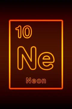 Neon of periodic table of elements, lettering with reddish-orange glow イラスト素材