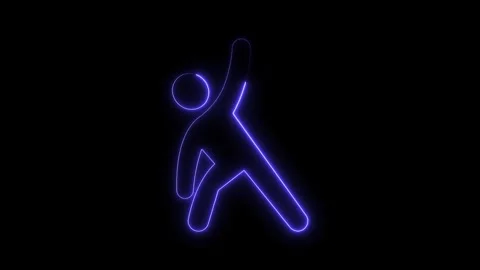 Neon person doing stretching exercise on black background for fitness and w.. 스톡 동영상 316841310