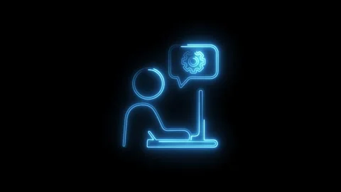 Neon person working on computer software development concept animation Stock Footage 308215949