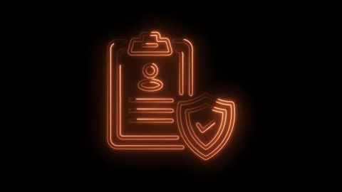 Neon personal data protection animation with shield and form on a black bac.. Stock Footage 345987702
