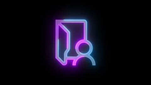 Neon personal folder icon cyan purple color glowing animation black background Stock Footage 270097949