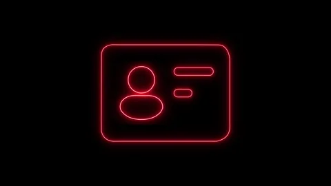 Neon personal ID card animation with red glowing lines drawing profile icon.. Stock Footage 345549764