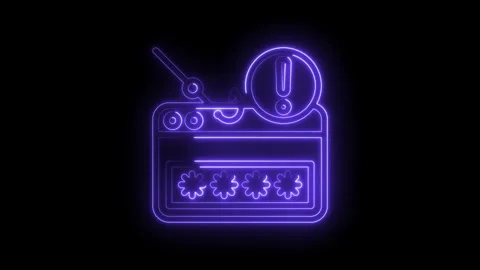 Neon phishing hook steals credit card password security alert warning symbol Stock Footage 333970439