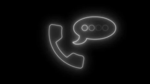Neon Phone and Speech Bubble Icon Animated, Glowing Phone Icon Emitting Sig.. Stockbeeldmateriaal 313756376