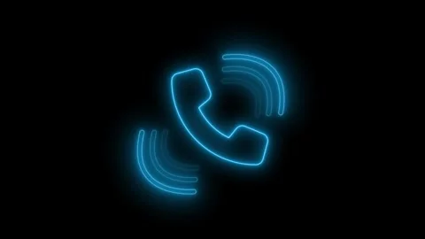 Neon Phone Icon with Ringing Waves Signal Animation Stock Footage 315186552
