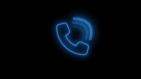 Neon Phone Icon with Ringing Waves Signal Animation Video stock 315186604
