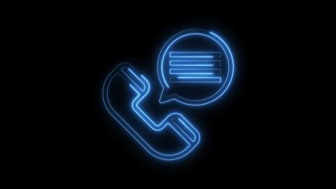Neon phone receiver and message bubble animation for modern communication Stock Footage 322970985
