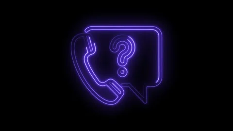 Neon phone support icon glowing on black background assistance and customer.. Stock Footage 345998266