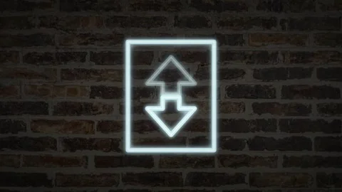 Neon pictogram wall elevator hori Stock Footage 340032552