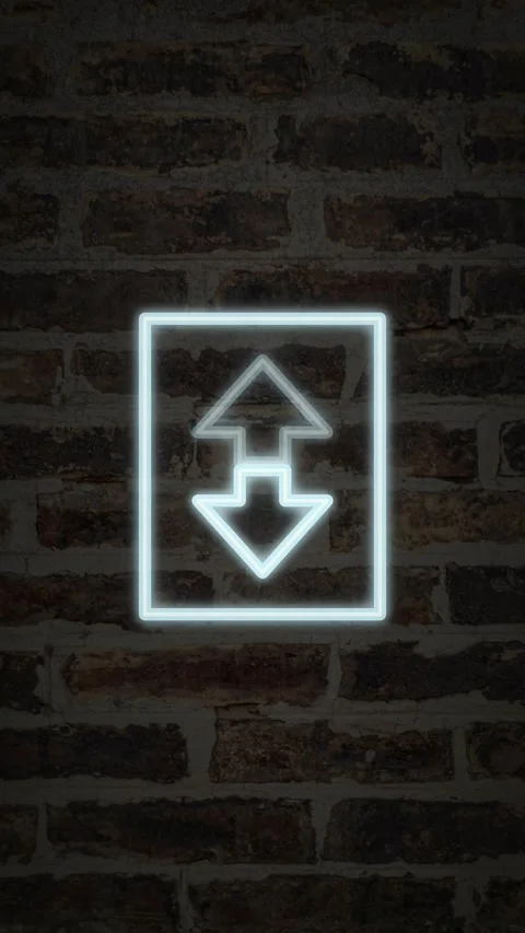 Neon pictogram wall elevator vert Stock Footage 341313490