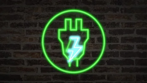 Neon pictogram wall ev charging hori Stockbeeldmateriaal 340282716