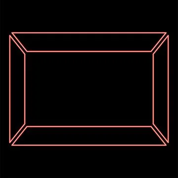 Neon picture frame Squared shape red color vector illustration image flat sty Stock Illustration