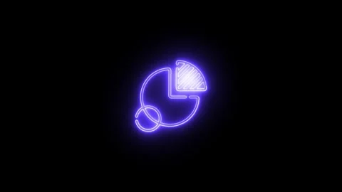 Neon pie chart glowing in dark background animation Stock Footage 327760653