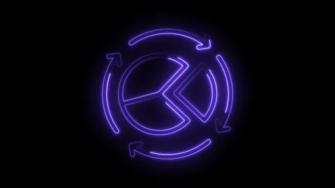 Neon pie chart with rotating arrows visualization of statistical data and Stock Footage 322961924