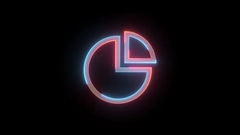 Neon pie single icon brown cyan color glowing animation black background Stock Footage 269917991