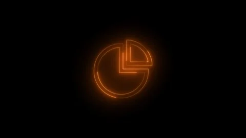 Neon pie single icon glowing black background animation Stock Footage 289564583