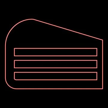 Neon piece of cake slice red color vector illustration image flat style Stock Illustration