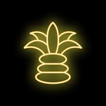 Neon pineapple glowing on black background Stock Illustration