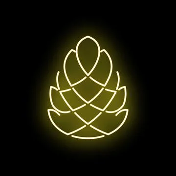 Neon pinecone glowing on black background Stockillustratie