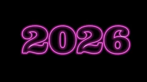 Neon Pink 2026 Glowing Countdown Animation Clip Stockbeeldmateriaal 331719612