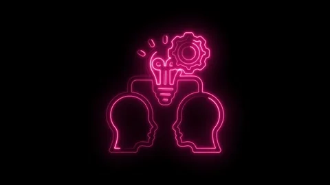 Neon Pink Abstract Connection Between Two Heads Symbolizing Ideas Collaboration Stock Footage 333962564
