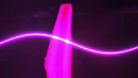 Neon Pink Abstract Shapes Morphing with Glowing Wavy Line on Dark Background Stock Footage 343738586