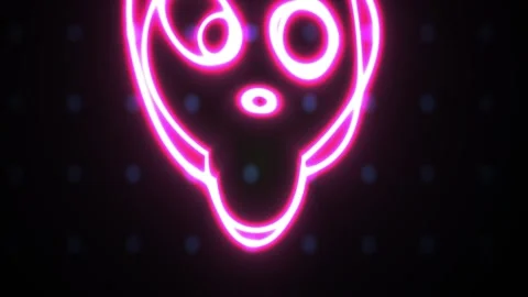 Neon pink alien face outline. Stock Footage 334677713