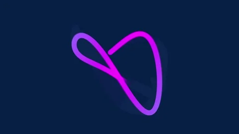 Neon pink and purple gradient line art moving smoothly on dark blue backgro.. Stockbeeldmateriaal 343154910
