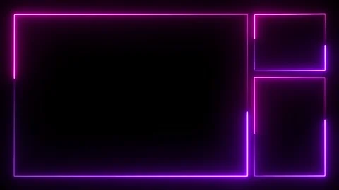 Neon pink and purple rectangular streaming frames overlay on dark background 動画素材 337576459