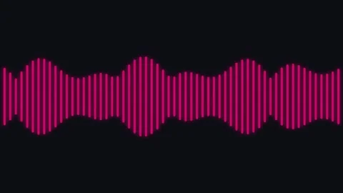 Neon pink audio waveform visualization against a solid black background Video stock 335117716