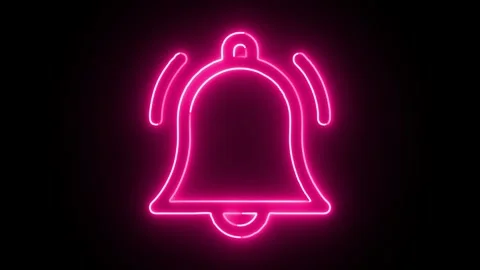 Neon pink bell icon pulsating light animation isolated on black background .. Stock Footage 345547978