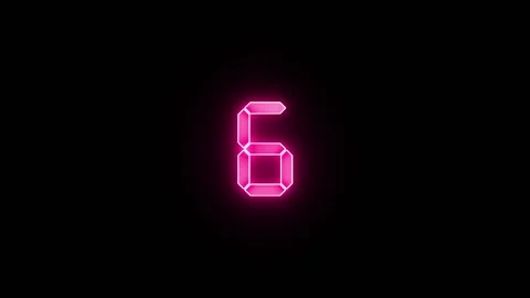 Neon pink bright glowing countdown timer from 10 to 0 seconds Stock Footage 145535583