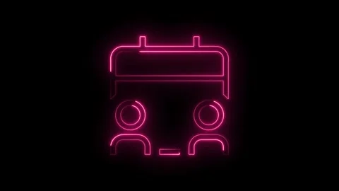 Neon pink bus icon animation glowing on black background isolated public tr.. Stock Footage 314545728