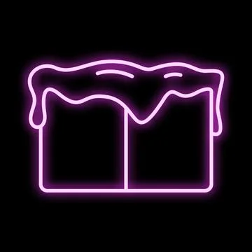 Neon pink cake slices with icing dripping Stock Illustration