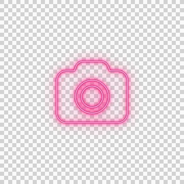 Neon pink camera icon on transparent background Stock Illustration