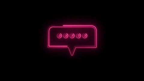 Neon pink chat bubble icon animation message notification symbol on black Stock Footage 322957882