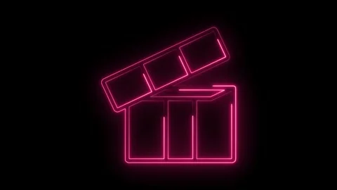 Neon pink clapperboard animation isolated on black background for film and .. Stock Footage 312113280