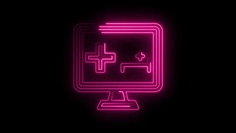 Neon pink computer display with plus signs evolving futuristic technology o.. Stock Footage 314536036